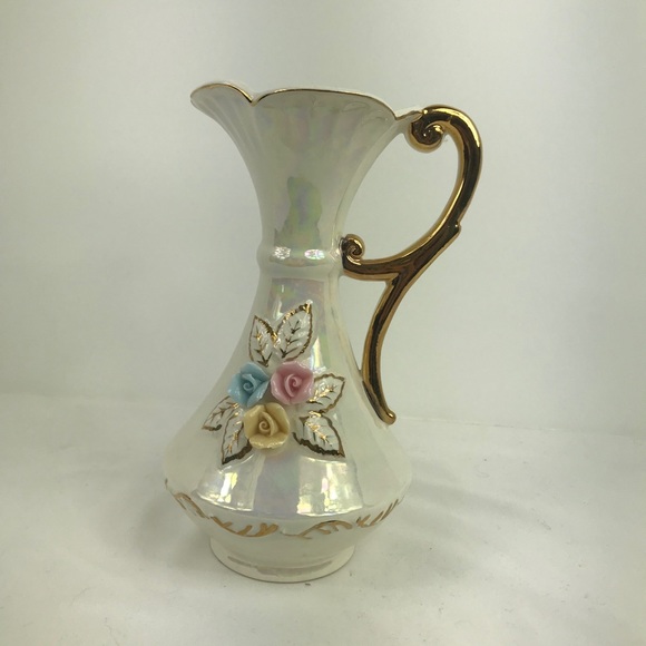 Vintage Cream Lusterware Capodemonte Pitcher - Picture 2 of 8